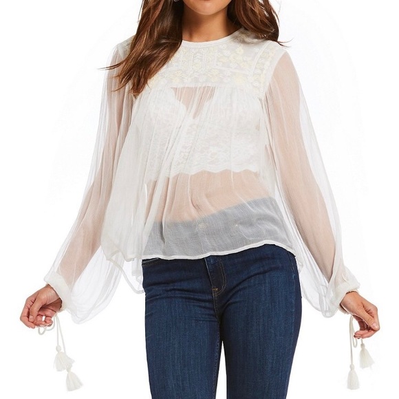 Free People Retro Sheer Blouse - Picture 3 of 7